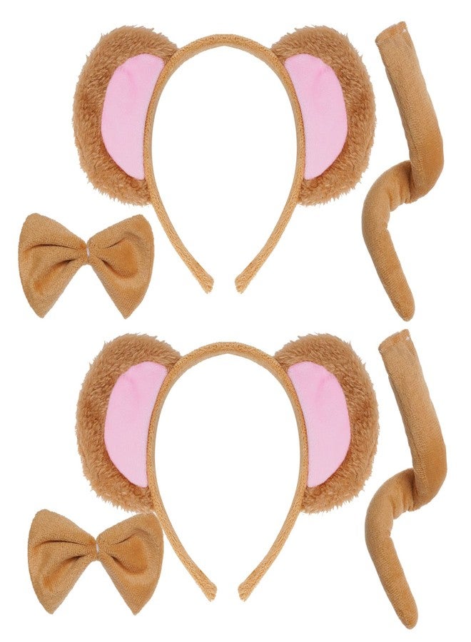 Jmkcoz Monkey Costume Set Gold Monkey Ears Headband Bowtie Tail Bow Tie Animal Fancy Costume for Halloween Cosplay Party Accessories - Image 1